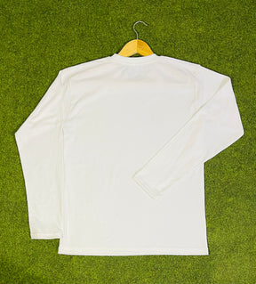 White Full Sleeve Round Neck Shirt with Gym Design – Stylish, Comfortable & Unique